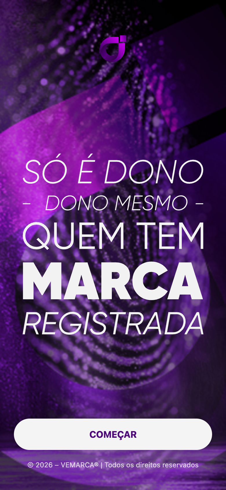 Tela de abertura do aplicativo Vemarca